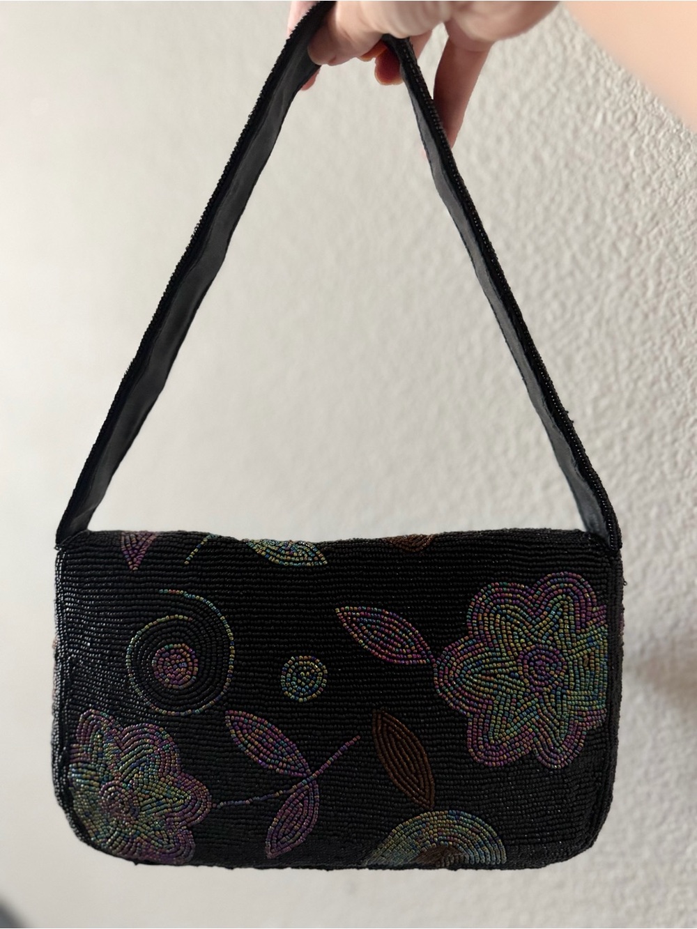 Vintage Another Y&S Original Micro-Beaded Floral Shoulder Bag 90s Y2K - Picture 15 of 16